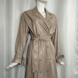 Leather (faux) Taupe belted Tench Coat